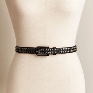 DANIER Studded Leather Belt Gunmetal Punk Boho Festival